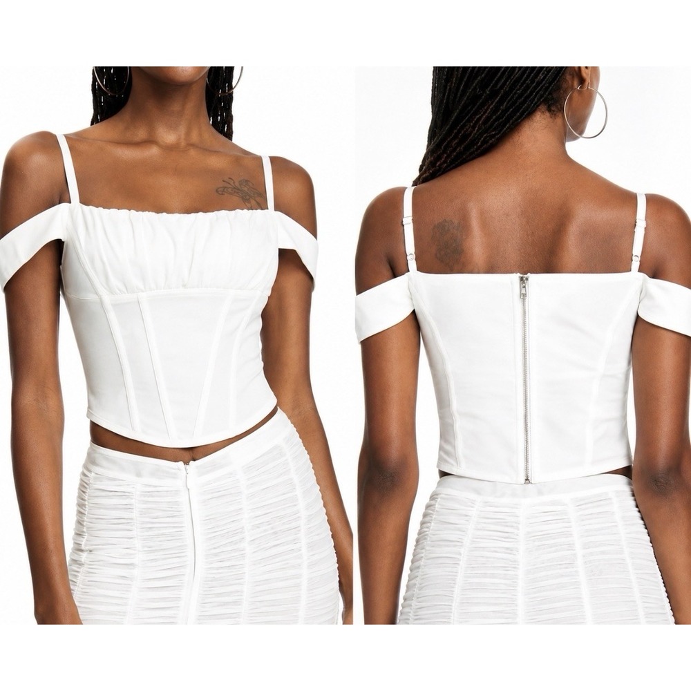 I.AM.GIA Bridget Corset Top Off the Shoulder Straps Cream Ivory SZ XS - Picture 2 of 13
